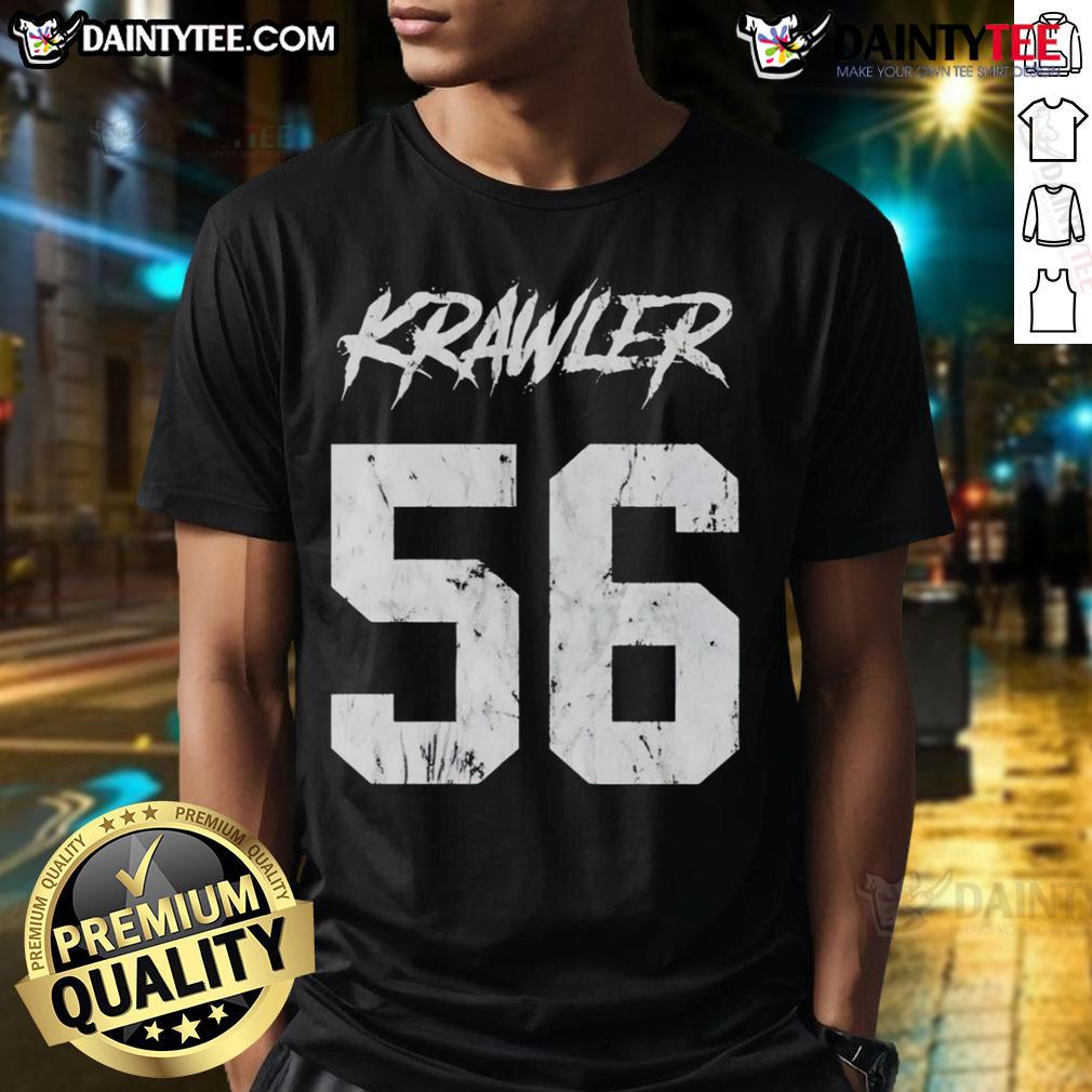 Alt Text: Official Katic Krawlers 56 T-Shirt displayed on a mannequin, showcasing its vibrant design and comfortable fit.
