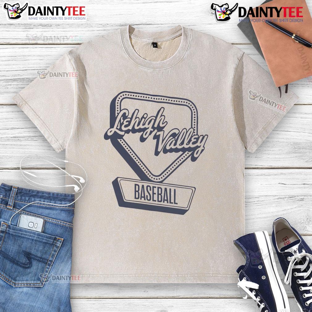 Alt Text: Official Lehigh Valley Baseball Home Plate Log Washed T-Shirt featuring a vintage design and soft fabric for comfort.