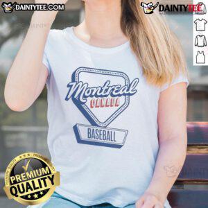 Official Montreal Canada Baseball Home Plate Log Ladies Tee featuring a stylish design for fans and players.
