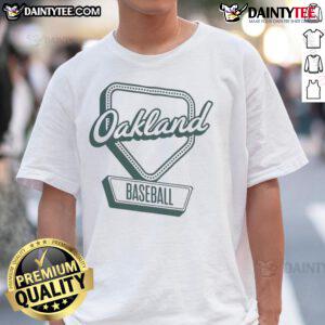 Official Oakland Baseball Home Plate Log T-Shirt featuring a bold design and team colors for fans of Oakland baseball.