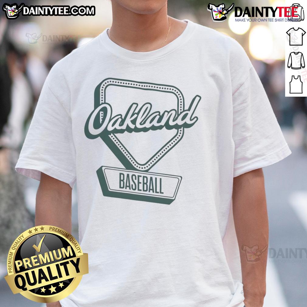 Official Oakland Baseball Home Plate Log T-Shirt featuring a bold design and team colors for fans of Oakland baseball.