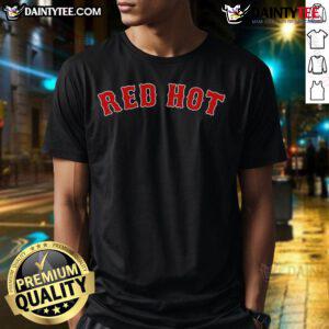 Premium red hot Boston Red Sox T-shirt featuring the team's logo, perfect for fans and casual wear.