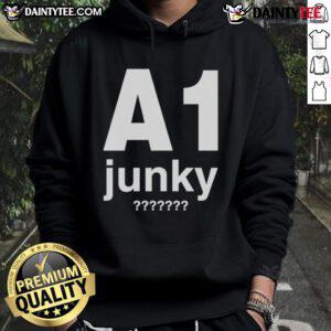 Stylish Top A1 Junky Hoodie in black with graffiti design, perfect for streetwear enthusiasts.