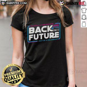 Awesome Back to the Future Delorean ladies tee featuring a creative time machine design for movie fans.
