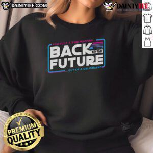 Awesome Back to the Future sweatshirt featuring a Delorean time machine design, perfect for fans of the classic movie.