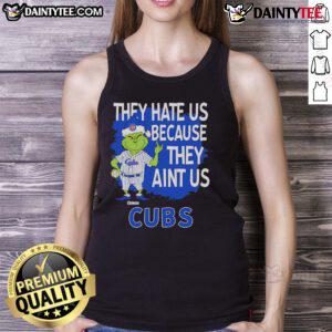 Awesome Chicago Cubs Grinch Christmas tank top featuring 'They Hate Us Ain't Us' design for festive fans.