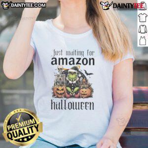 Awesome Grinch Halloween ladies tee featuring a festive design perfect for celebrating Halloween in style.