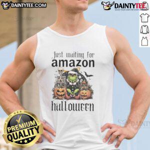 Awesome Grinch Halloween tank top featuring a playful design, perfect for festive celebrations and Amazon shoppers.