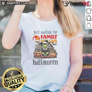 Alt Text: Awesome Grinch Halloween ladies tee available at Family Dollar, perfect for festive celebrations and holiday fun.