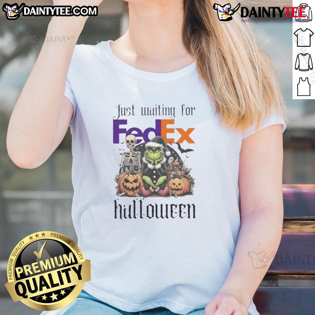Alt Text: Awesome Grinch Halloween ladies tee featuring a playful Grinch design, perfect for Halloween festivities.