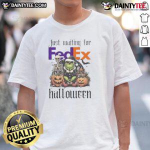 Awesome Grinch Halloween T-Shirt waiting for FedEx delivery, festive design featuring the Grinch in a spooky theme.