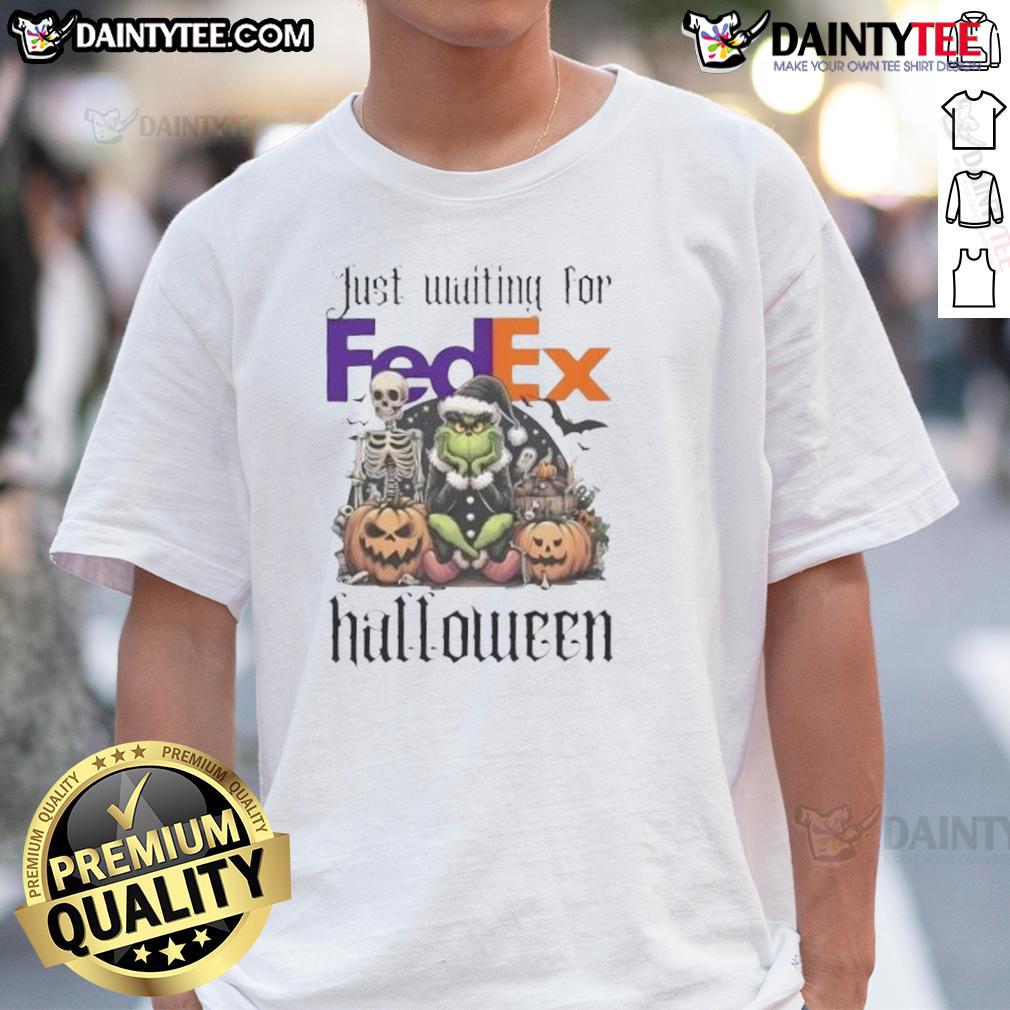Awesome Grinch Halloween T-Shirt waiting for FedEx delivery, festive design featuring the Grinch in a spooky theme.