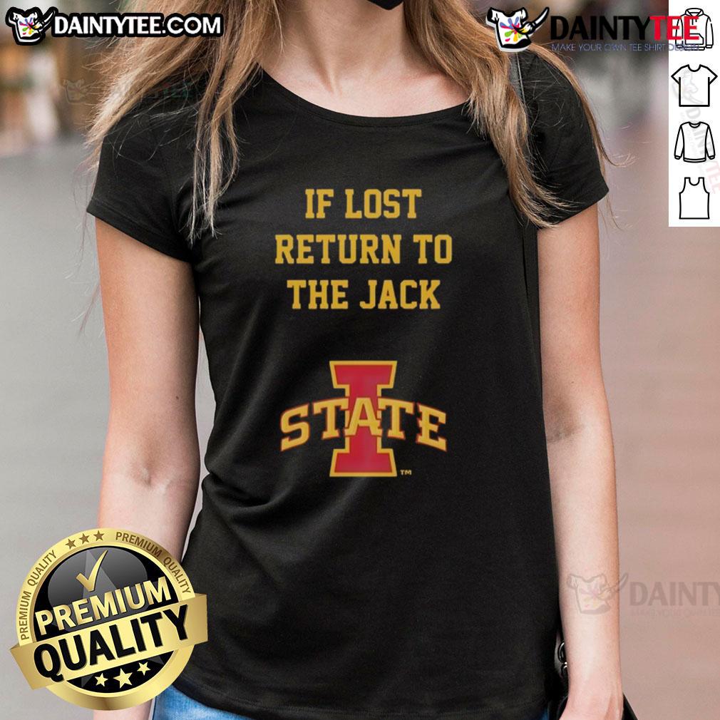Awesome Iowa State Cyclones 'If Lost Return to The Jack' ladies tee shirt in vibrant colors, perfect for fans.