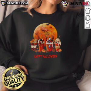 Awesome Minnesota Vikings Happy Halloween coffee sweatshirt featuring festive design and team colors for fans.
