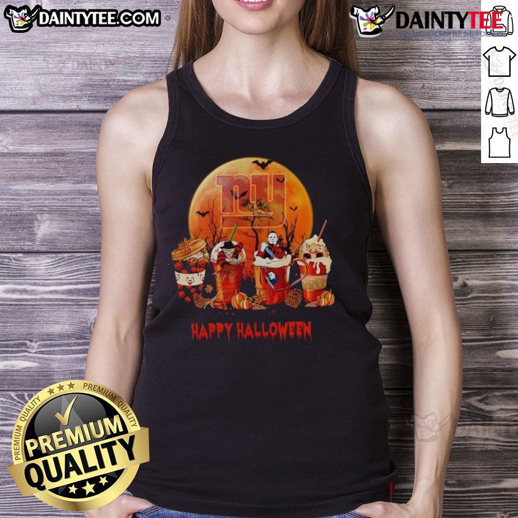 Awesome New York Giants Happy Halloween coffee tank top featuring festive design for fans celebrating the spooky season.