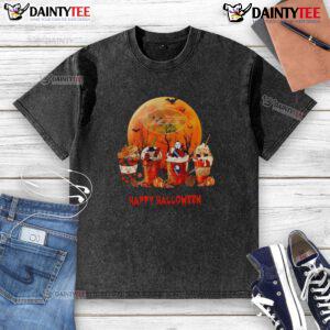 Awesome New York Jets Happy Halloween coffee-washed t-shirt featuring festive design perfect for football fans.