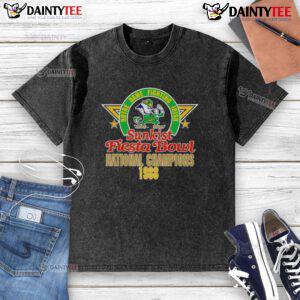 1988 Notre Dame Sunkist Fiesta Bowl National Champions washed t-shirt, featuring vintage design and iconic team logo.