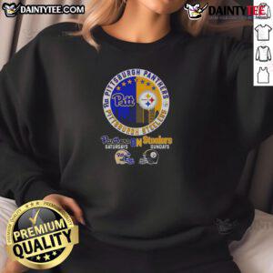 Awesome Pittsburgh Panthers Saturdays and Pittsburgh Steelers Sundays match day football logo sweatshirt design.