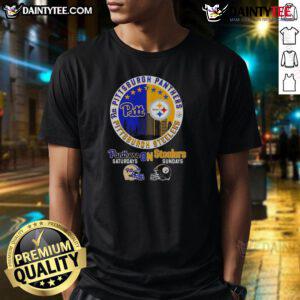 Alt Text: Awesome Pittsburgh Panthers Saturdays and Steelers Sundays match day football logo T-shirt design with vibrant graphics.