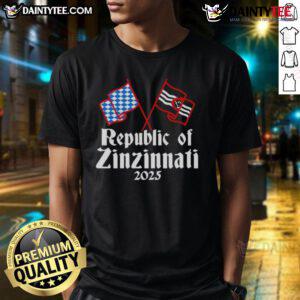 Alt Text: Awesome Republic of Zinzinnati 2025 T-Shirt featuring bold graphics and vibrant colors, perfect for fans and collectors.