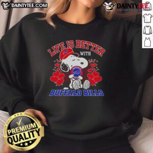 Awesome Snoopy Buffalo Bills NFL sweatshirt - 'Life is Better with Bills Mafia' design for fans.
