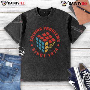 Awesome Solving Problems Since 1974 Rubik Cube Retro Washed T-Shirt featuring a colorful Rubik's Cube design.