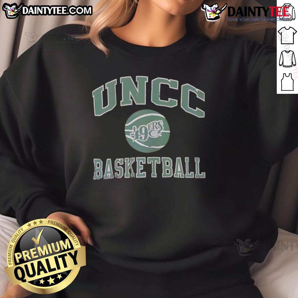 Awesome UNCC Charlotte 49ers basketball sweatshirt in green, featuring the team's logo and stylish design.