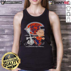 Cute Peanuts Snoopy x Charlie Brown Chicago Bears football tank top featuring vibrant graphics and a playful design.