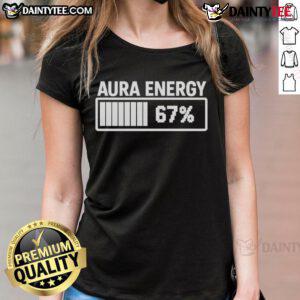 Funny Aura Energy meme on a Gen Alpha slang ladies tee, showcasing vibrant colors and playful design.
