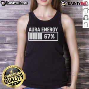 Funny Aura Energy at 67 meme on a Gen Alpha slang tank top, showcasing vibrant colors and playful design.