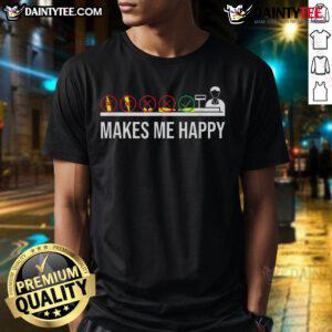 Funny Cashier Makes Me Happy T-Shirt design for grocery store checkout worker appreciation with vibrant colors and playful graphics.
