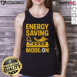 Funny Energy Saving Mode Lazy Bird Tank Top featuring a cartoon bird lounging, perfect for casual summer wear.