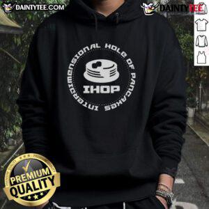 Funny interdimensional hole of pancakes hoodie with colorful graphics, perfect for quirky fashion lovers.