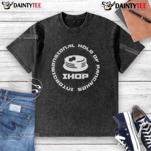 Alt Text: Funny interdimensional hole of pancakes washed T-shirt featuring a whimsical pancake design and vibrant colors.