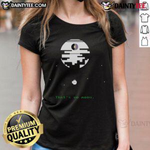 Funny Star Wars 'That's No Moon' Retro Gamer Ladies Tee featuring a humorous graphic on a stylish women's t-shirt.