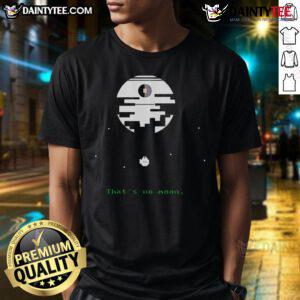 Funny Star Wars That's No Moon retro gamer T-shirt featuring a playful graphic of the Death Star and vintage gaming style.