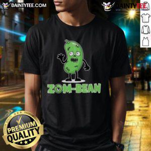 Funny Zom-Bean Halloween Vegan T-Shirt featuring a playful zombie bean graphic, perfect for vegan Halloween celebrations.