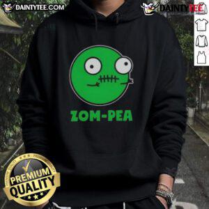 Funny Zom Pea Halloween Vegan Hoodie featuring a playful zombie pea graphic, perfect for a fun and eco-friendly Halloween.