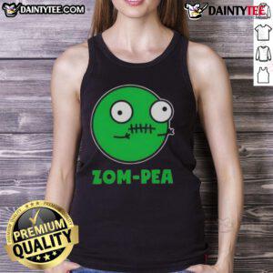 Funny Zom Pea Halloween Vegan Tank Top featuring a playful zombie pea graphic, perfect for Halloween festivities and vegan enthusiasts.
