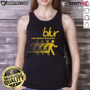 Alt Text: Woman wearing a 'Good Blur The Great Escape' tank top, showcasing a stylish design perfect for summer outings.