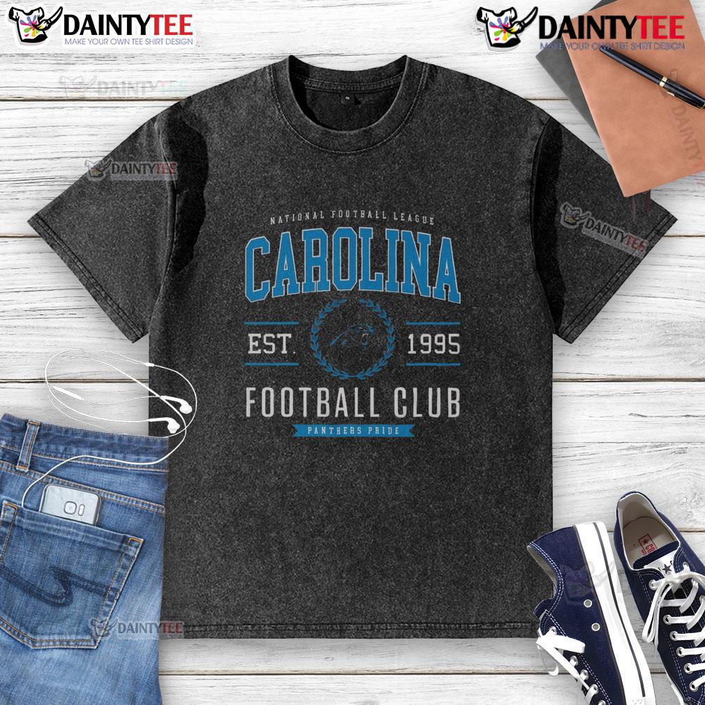 Good Carolina Panthers Football Club washed t-shirt featuring team logo and vibrant colors for fans and casual wear.