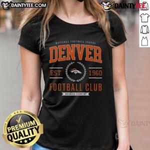 Alt Text: Stylish Denver Broncos football club ladies tee featuring the team's logo and vibrant colors for passionate fans.