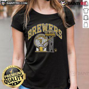 Good Milwaukee Brewers Go Brewers Ladies Tee featuring team colors and logo, perfect for fans supporting the Brewers.