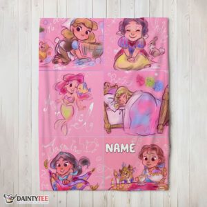 Top Disney Cute Kids Princess Sketches Blanket Fleece Customized Blanket