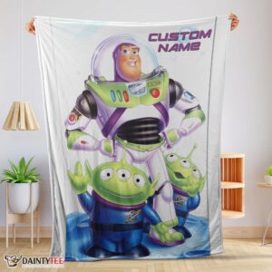 Top Disney Pixar Buzz Lightyear And The Little Green Men Fleece Customized Blanket
