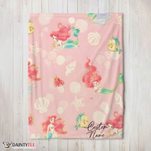 Top Disney The Little Mermaid & Flounder Delicate Watercolor Blanket Fleece Customized Blanket