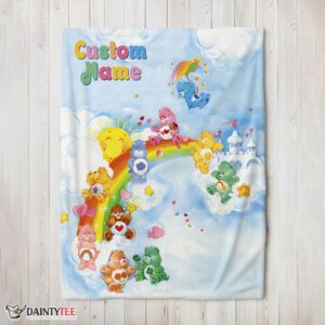 Top Rainbow Care Bears Character Sky Blanket Fleece Customized Blanket