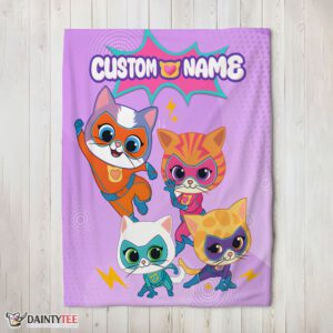 Top Super Kitties Assemble Feline Heroes In Action Blanket Fleece Customized Blanket