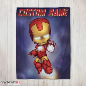 Top Superhero Marvel Avenger Chibi Iron Man Blanket Fleece Customized Blanket
