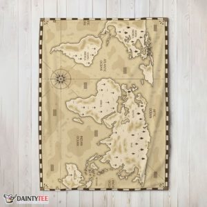 Top Vintage Pirate World Map Sepia Nautical Adventure Blanket Fleece Blanket